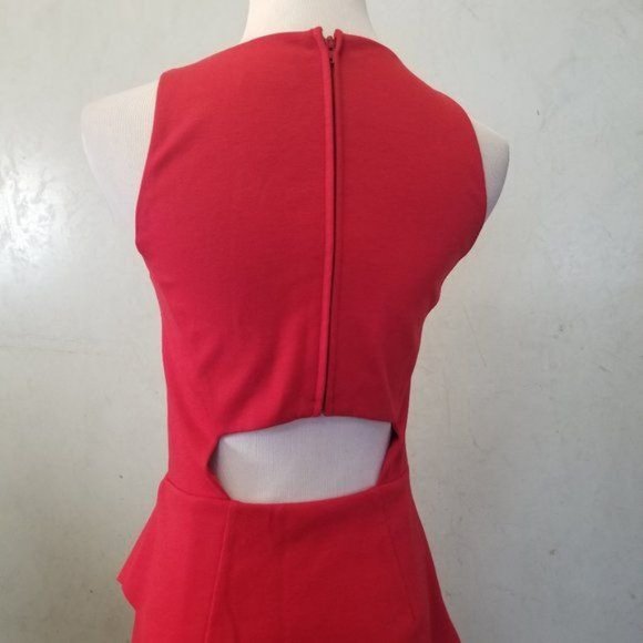 $195 Pure Navy red sleeveless Open Back Overlay dress women's size 2 (267) - Picture 6 of 7
